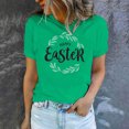 thumbnail image 4 of Bowake T-Shirts Easter Joyeux pour Femmes Été Mignons T-Shirts Graphiques Easter Œuf Imprimé Lettre Manches Courtes Col Rond Hauts Tendance, 4 of 6