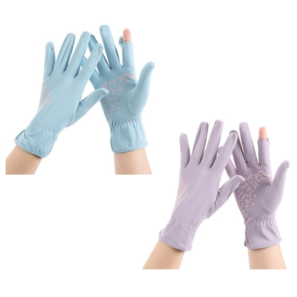 2 pares de guantes de protección solar de verano para hombres y mujeres, guantes de ciclismo al aire libre antideslizantes sin dedos y anti-ultravioleta 554