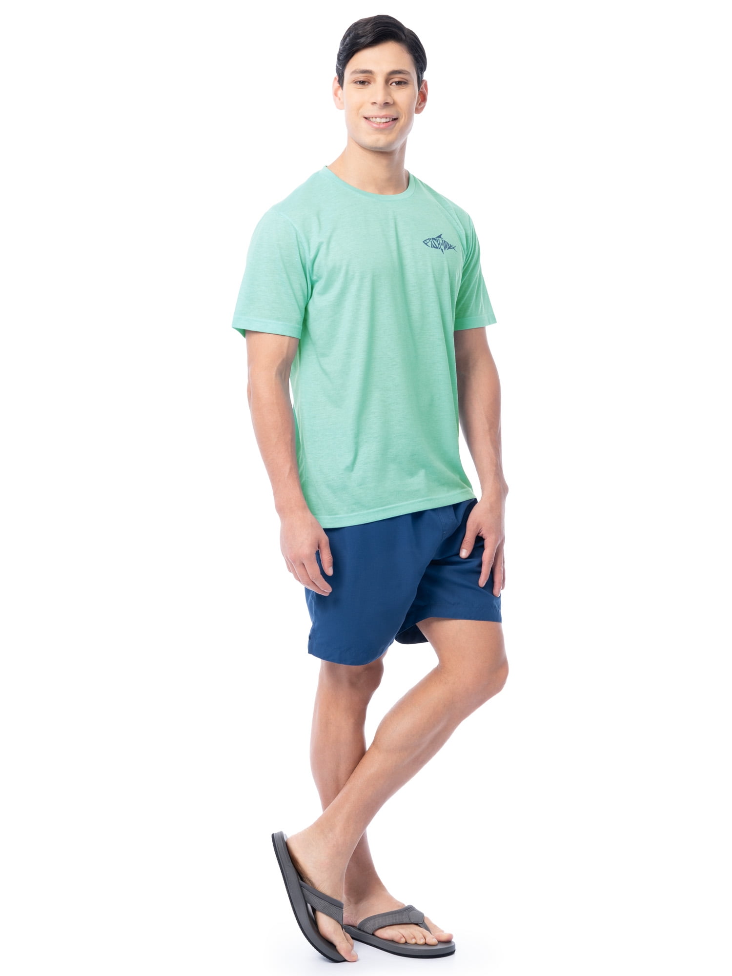 Fish N Vibe Men's Short Sleeve Fishing Performance Outdoor Graphic T-Shirt, Aqua Haze, 2XL