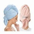 thumbnail image 1 of wonima11 2 Pack Large Microfiber Hair Towel Wrap for Women, Anti Frizz Hair Drying Towels, Fast Dry Hair Turban - for Wet, Long, Thick, Curly Hair - Super Absorbent Soft Towels (Blue & Pink), 1 of 1