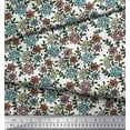 thumbnail image 2 of Soimoi Modal Satin Fabric Leaves & Floral Block Decor Fabric Printed Yard 42 Inch Wide, 2 of 3