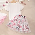 thumbnail image 4 of Ydojg Girls Outfit Set Children Short Sleeve Cartoon Prints Bowknot T Shirt Tops Skirts Suit Kids Outfit White Size 7-8 Years, 4 of 7