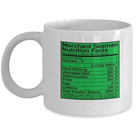 Seaman 11 oz Coffee Mug - Merchant Nutrition Facts White Ceramic Gift