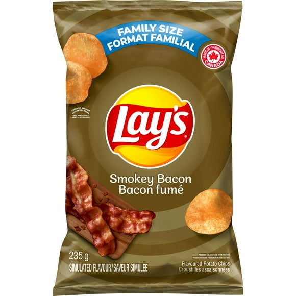 Lay's Smokey Bacon flavoured potato chips, 235g