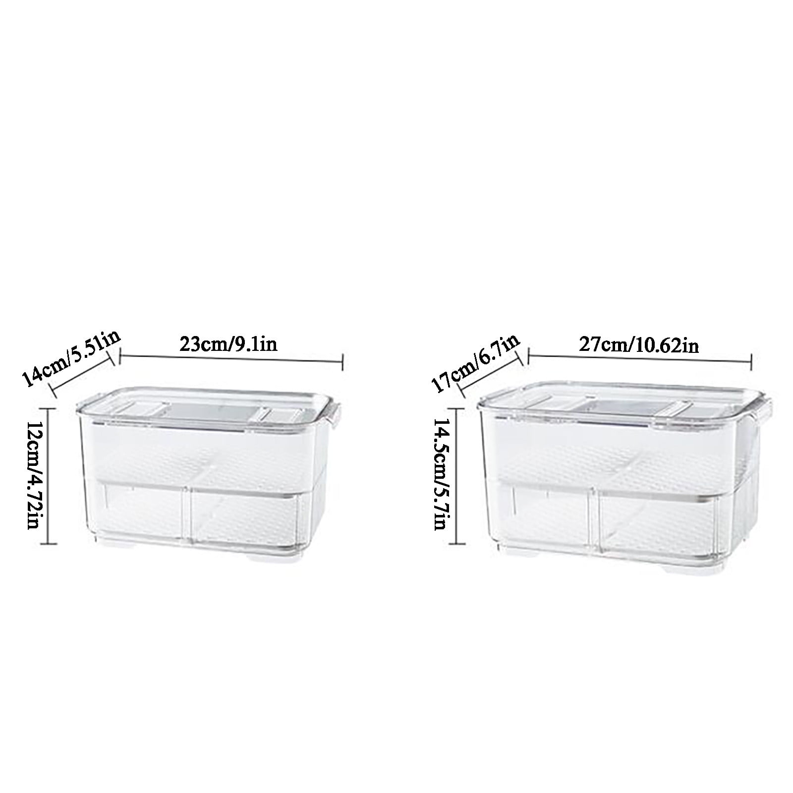 Tgbvmt Refrigerator Storage Containers Fresh Produce Organizer Bins 10.9"x6.9"x5.7" Fridge Food Keeper Moisture Control Vented Lid Holiday Kitchen Organization Fruit Vegetable Storage Drain Tray