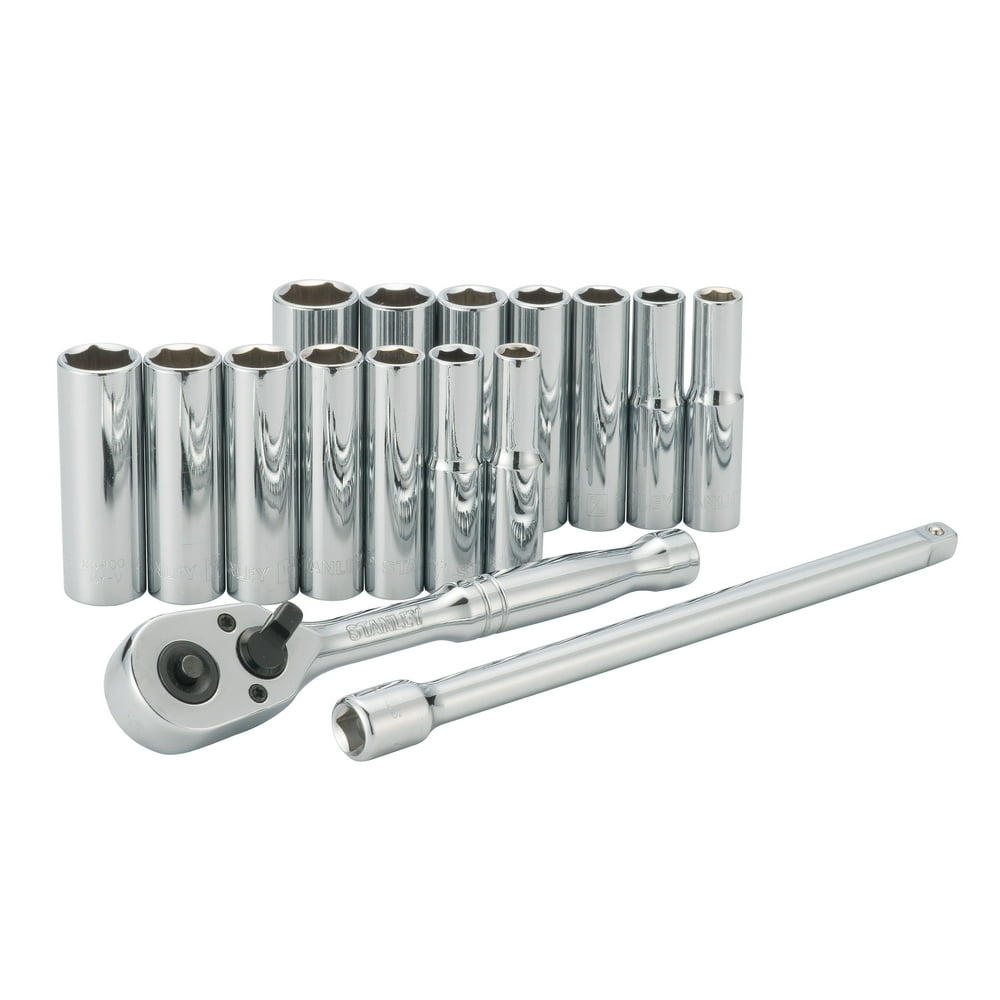 STANLEY 89199 16Piece 1/4Inch Deep Socket Set, SAE