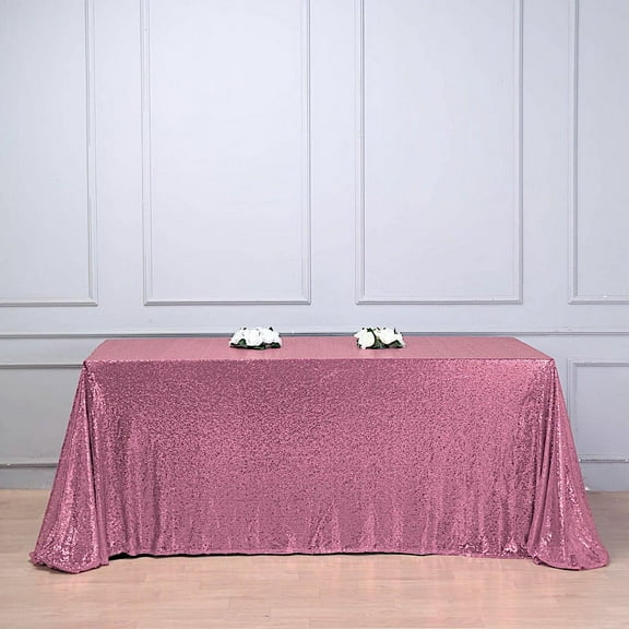 BalsaCircle 90" x 132" Sequin Rectangular Tablecloth - Pink