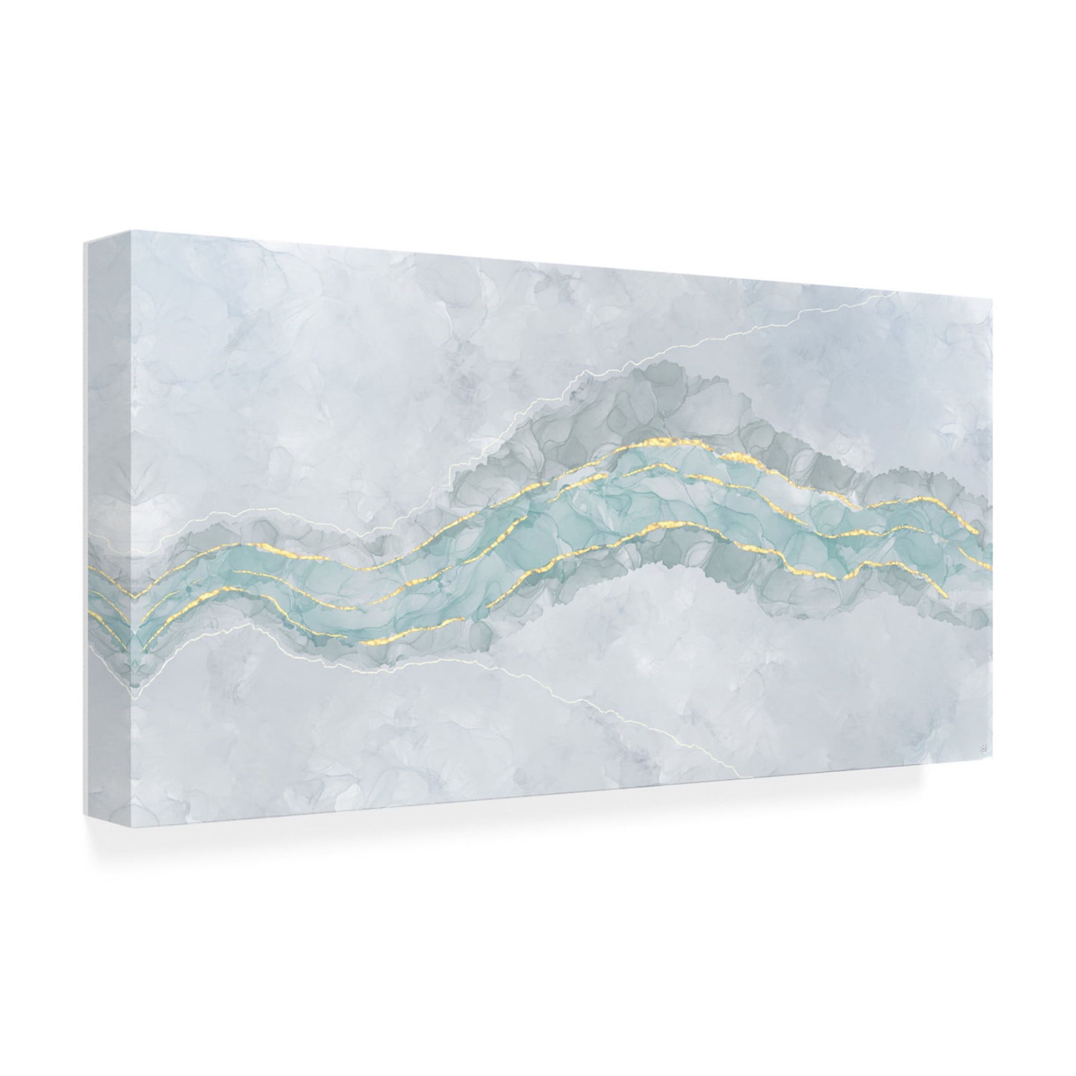 Canvas Wall Art - Line and Brush 'Gold Bubble River' Wall Art for Living Room, Bedroom, or Office Décor by Trademark Fine Art - 47 x 24 Inches