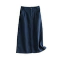 thumbnail image 2 of Maoxin Women's Skirts Women's Versatile Summer Solid Color Retro line Loose Casual Skirt ,Navy,M, 2 of 7