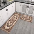 thumbnail image 3 of Boho Dark Brown Pattern Rugs and Mats Non Skid Washable Absorbent Microfiber Soft Kitchen Mat for Floor Set Of 2 Decor Stain Resistant 17"x47"+17"x30", 3 of 7
