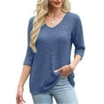 thumbnail image 4 of Womens Sweaters 3/4 Length Sleeve Casual Tunic Tops V Neck Shirts Fall Fashion Clothes 2025, 4 of 4