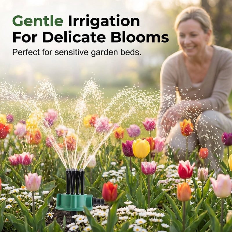 Large Area Automatic Rotating Sprinkler – 360 Degree Adjustable Water Saving System for Courtyard Lawn Garden with Heavy Duty Ground Spike