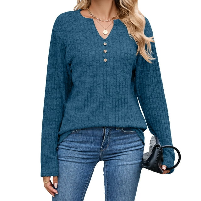 TINZ Plus Size Tops Comfortable Loose Long Sleeve Button Neck Winter Fall Shirt For Women Long Layering Tops plus Size Camisole