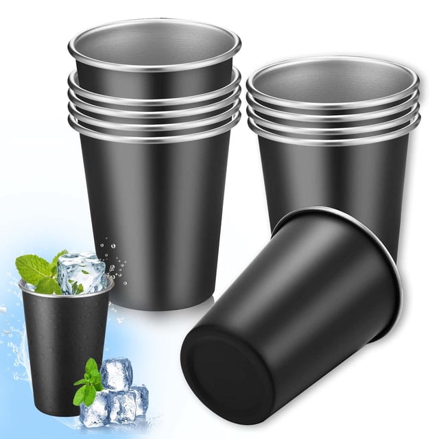 10PCS Vasos de Acero Inoxidable Apilable 500 ml,Taza Termica Frio y Caliente,Prácticos Vasos de Vino de Acero Inoxidable,Diseño en Color Mate,Se utiliza para acampar, casa, fiest