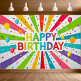 thumbnail image 5 of Colorful Radiant Happy Birthday Banner with Balloons and Confetti Background Party Decoration for Birthday Party Photography Props and Celebrations, 5 of 6