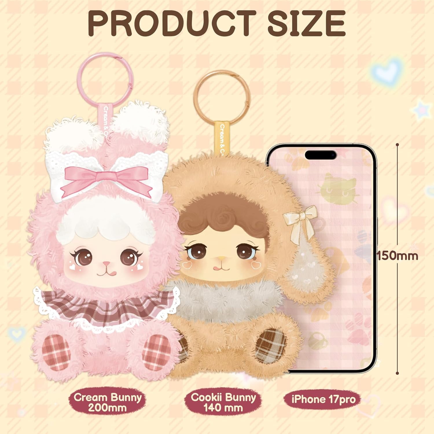 Rolife Cream & Cookii Bunny Plush Blind Box, Cute Kawaii Dessert Themed Stuffed Animal Keychain, Collectible Soft Plush Toy Bag Charm Gift for Adults Teens, Random Style 1pc
