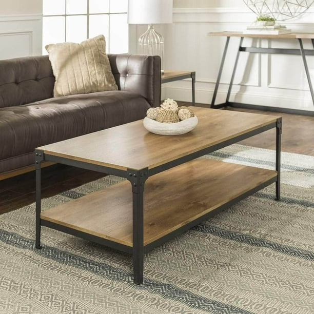 Walker edison angle iron rustic wood coffee table deals