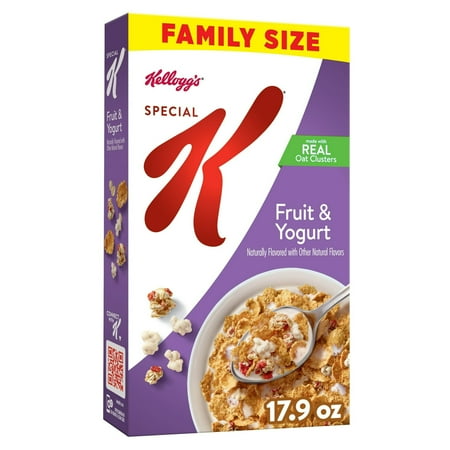 Kellogg's Special K Breakfast Cereal, Fiber Cereal, Family Breakfast, Family Size, Fruit and Yogurt, 17.9oz Box (1 Box) pack of 4