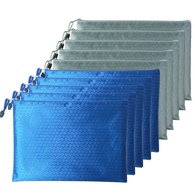 Desiderio 10 piezas bolsa de archivo A4 con cremallera, bolso de tela Oxford, bolsa de almacenamiento, bolsa de papelería impermeable, estilo: estilo 3;
