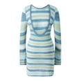 thumbnail image 6 of Aunavey Women Crochet Knit Dress Long Sleeve Backless Striped Hollow Out Bodycon Mini Dress Beach Wear Sundress, 6 of 8