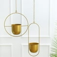 thumbnail image 2 of Cestas para macetas colgantes Maceta minimalista Contenedor de macetas colgantes de metal para jardín interior y exterior Gold-B, 2 of 5