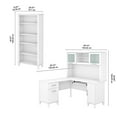 thumbnail image 6 of Pemberly Row Engineered Wood 60W L Shaped Desk with Hutch and Bookcase in White, 6 of 7