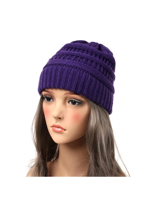 Mikilon Unisex Solid Color Versatile Knitted Hats Men and Women Winter Outdoorsy Thermal Hats Comfortable Warm Hats