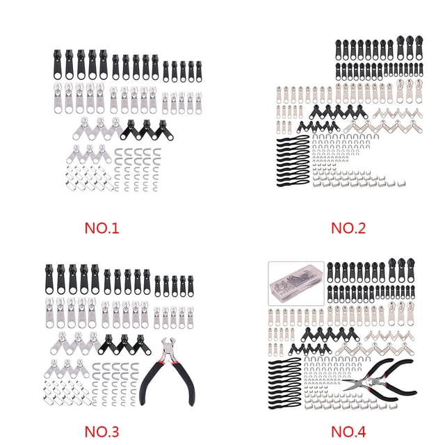 84pcs/Bag Zipper Repair Kit Zip Slider head kit zipper Rescue Universal Zippers Clothes Bag Tent Fix Plier Sewing Tool