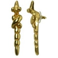 thumbnail image 2 of Across The Puddle, Historical Jewelry Collection, 24k Gold Plated Pre-Columbian Braided Zoomorphic Figure Drop Earrings, 2 of 4