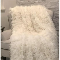 90 x 90 in. Mongolian Faux Fur Luxury Throw Blanket, White