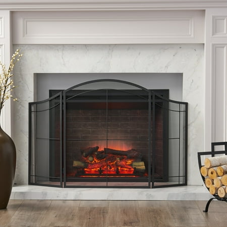 

SMUPRUPE Kalani Modern Iron Folding Fireplace Screen Matte Black