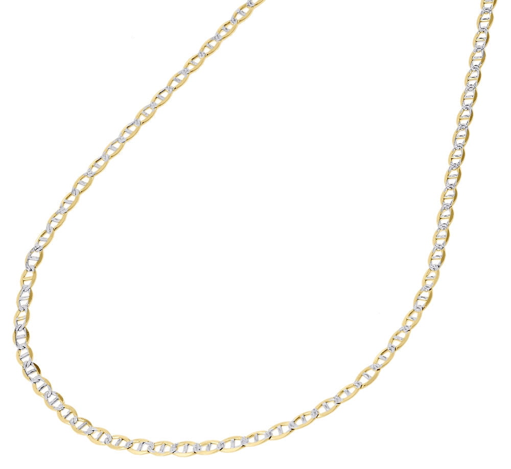 Real 10K Yellow Gold 2mm Diamond Cut Mariner Chain Necklace Men's or Women's, 16" - 26"
