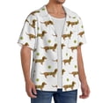 thumbnail image 2 of Uemuo Dachshund Going To Play Tennis Pattern Cotton Linen Short Sleeve Shirts,Casual Lightweight Button Down Shirts,Vacation Beach Summer Tops-Medium, 2 of 7