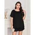 thumbnail image 2 of Women's Plus Size Pajama Set Round Neck Short Sleeve Tee and Shorts 2 Piece Oversize Soft Sleepwear PJ Set, 2 of 7