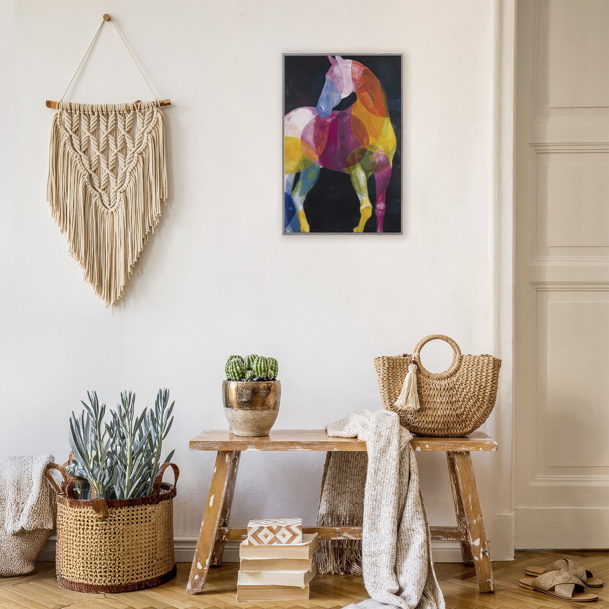 Stupell Industries Prism Horse Abstraction Gray Framed Giclee Art, design by Chromatic Storm Studio