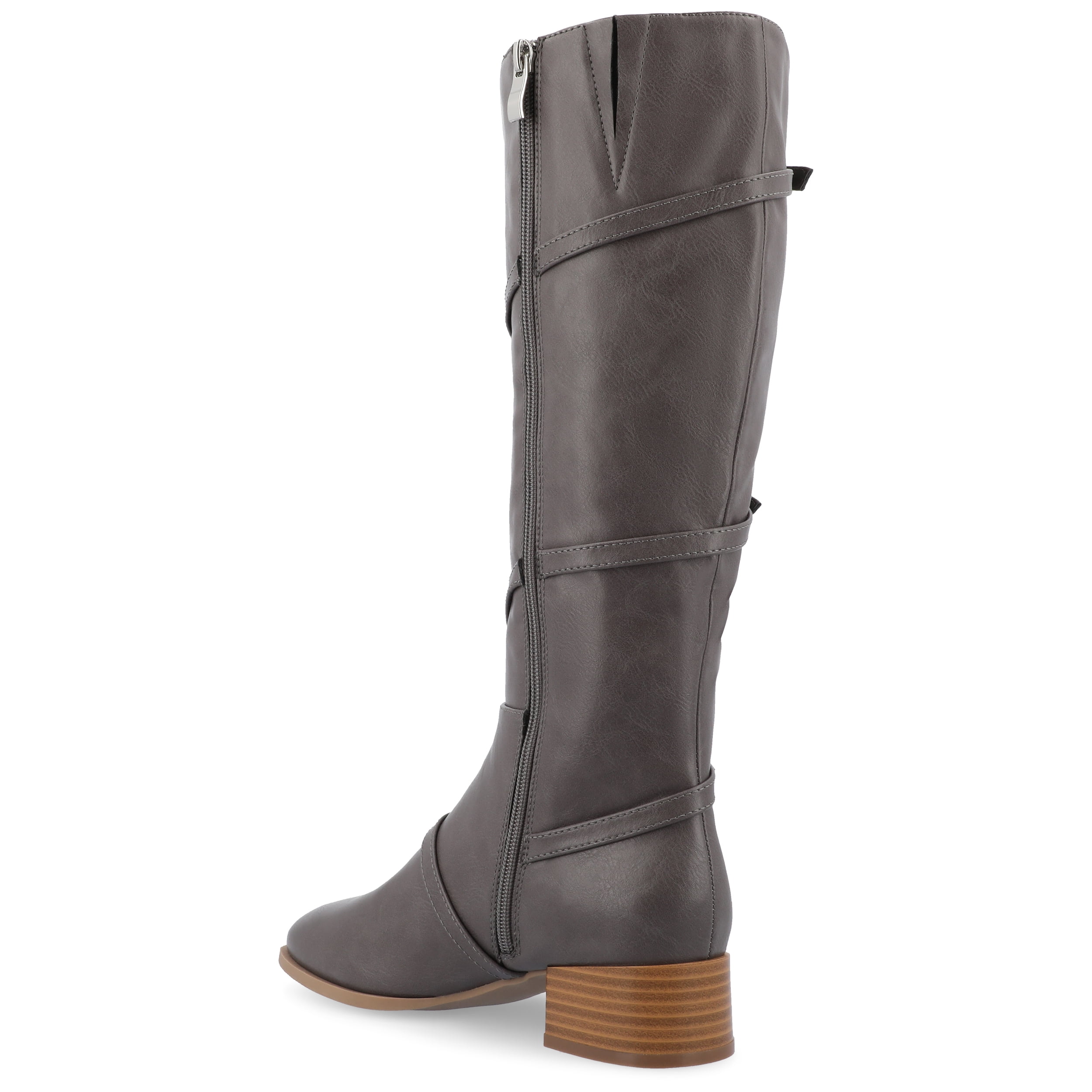 Journee Womens Elettra Stacked Block Heel Round Toe Boots