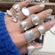 thumbnail image 2 of Anillos brillantes de corazón geométrico de Plata de Ley 925 para mujer, moda coreana Simple, anillo abierto ajustable hecho a mano, regalos para parejas, 2 of 2