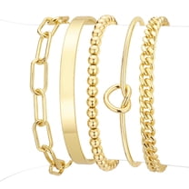 5pcs Gold Bracelets for Women, Non Tarnish Dainty Gold Plated Bangle Cuff Bracelets Stackable for Women, Gold Bracelet Jewelry Set