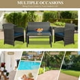 thumbnail image 5 of Walsunny Outdoor Patio Rattan Wicker Furniture Conversation Set 4 Piece with Cushions Tempered Glass Tabletop,Navy Blue, 5 of 11