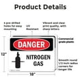 thumbnail image 2 of (2 Pack) Nitrogen Gas OSHA Danger Sign 18 Inch X 12 Inch Plastic Sign, Weather Resistant, UV Protected for Workplace, Business, and Construction Site, Made in the USA, 2 of 8