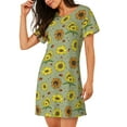 thumbnail image 2 of Naloa Sage Green With Sunflowers Print Women Nightgowns,Womens Loungewear,Short Sleeve Sleepwear,Comfy Ladies Nightdress, 2 of 6