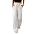 thumbnail image 3 of Hibeli Womens Wide Leg Sweatpants Elastic Drawstring Waist Solid Pants with Pockets, 3 of 5