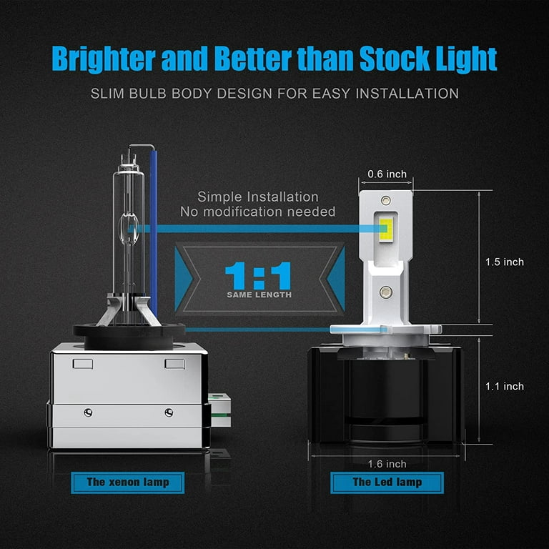 LED Headlight Bulbs Replace D1S D1R D3S D3R HID Xenon Super White  Conversion Kit