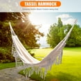 thumbnail image 4 of Extérieur Arrière-Cour Pompon en Toile Balançoire Lit Camping Chasse Hamac Simple, 4 of 8