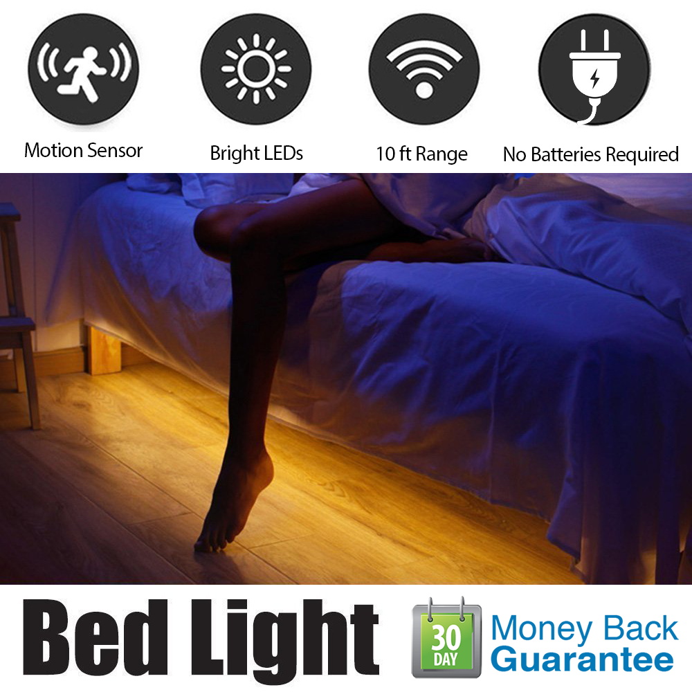 LED Under Bed Night Light Motion Activated Lighting PIR Sensor Flexible