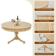 thumbnail image 5 of Wirrytor Round Dining Table with Drawers, Round Tabletop & Curved Trestle Legs Natural, Place Dining Table, Bistro, 5 of 7