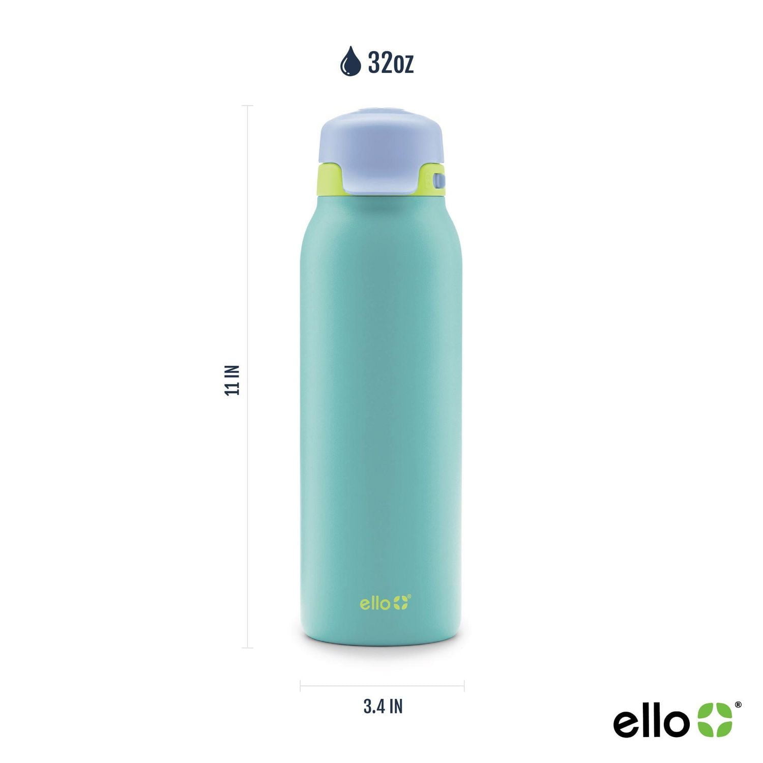 Ello Flip & Fill Bouteille d’eau en acier inoxydable de 32 oz