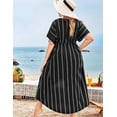 thumbnail image 3 of Zeagoo Women Plus Size Long Cover up Stripe Bikini Coverups Kimono Tie Front Bathing Suit Swimsuit Beachwear, 3 of 4