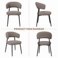 thumbnail image 6 of Hawsaiy Dining Chairs Set of 6, Mid Century Modern Boucle Upholstered Dining Chairs with Curved Backrest, Kitchen Dining Room Chairs with Black Metal Legs, Brown, 6 of 8