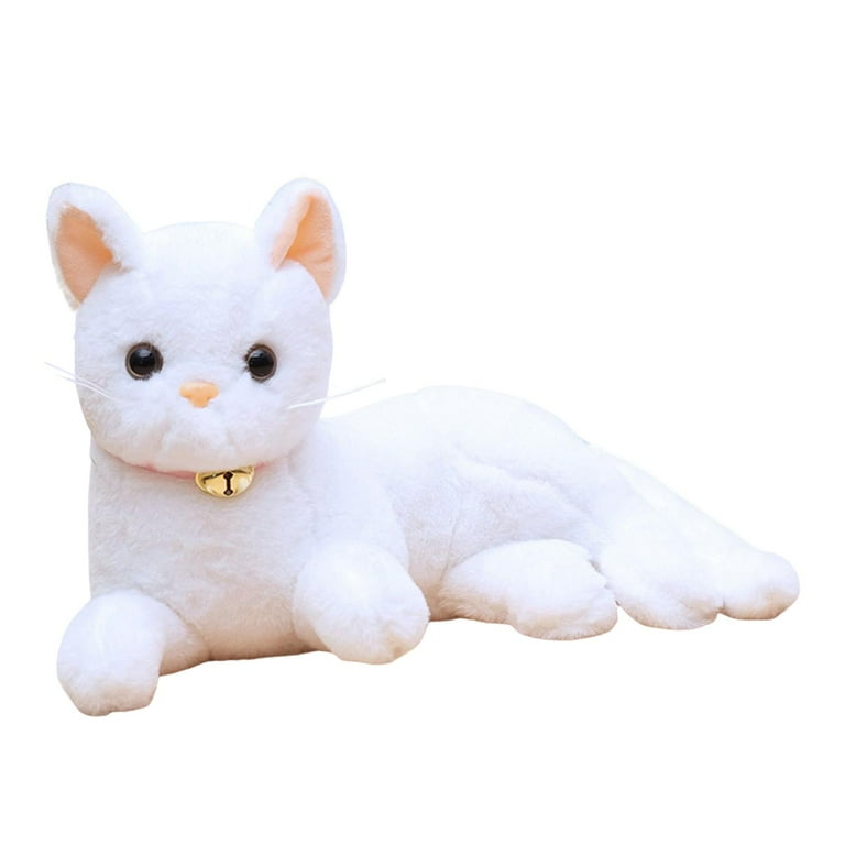 Plush Cat Stuffed Animals Realistic Cat Plush Figure Handmade Stuffed Animal Plush Cat Toy Plush Cat for Bedtime Friend Room Decoration Kids White